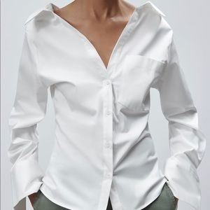 Zara white fitted Poplin